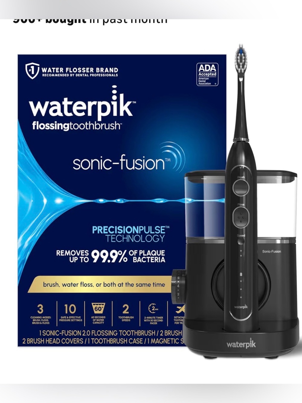 Waterpik Sonic-Fusion 2.0 Professional Flossing Electric Combo Two In One Black